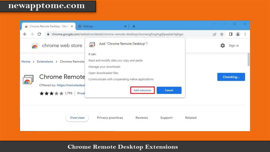 Chrome Remote Desktop Extensions Add Extensions