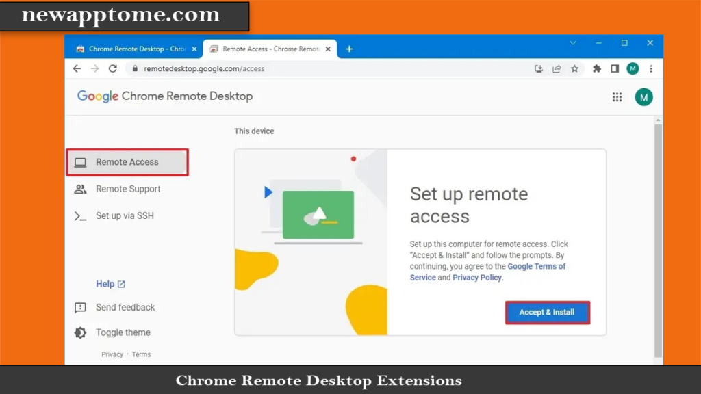 Chrome Remote Desktop Extensions Click on Remote Access from the left pane