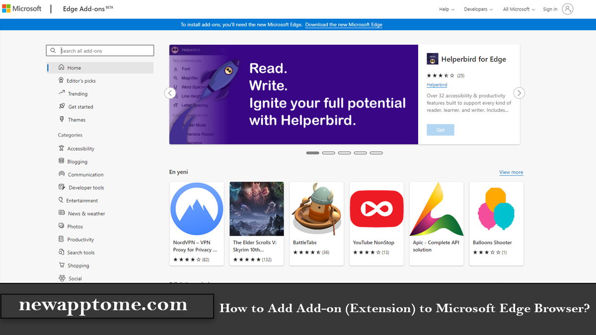 How to Add Add-on (Extension) to Microsoft Edge Browser?