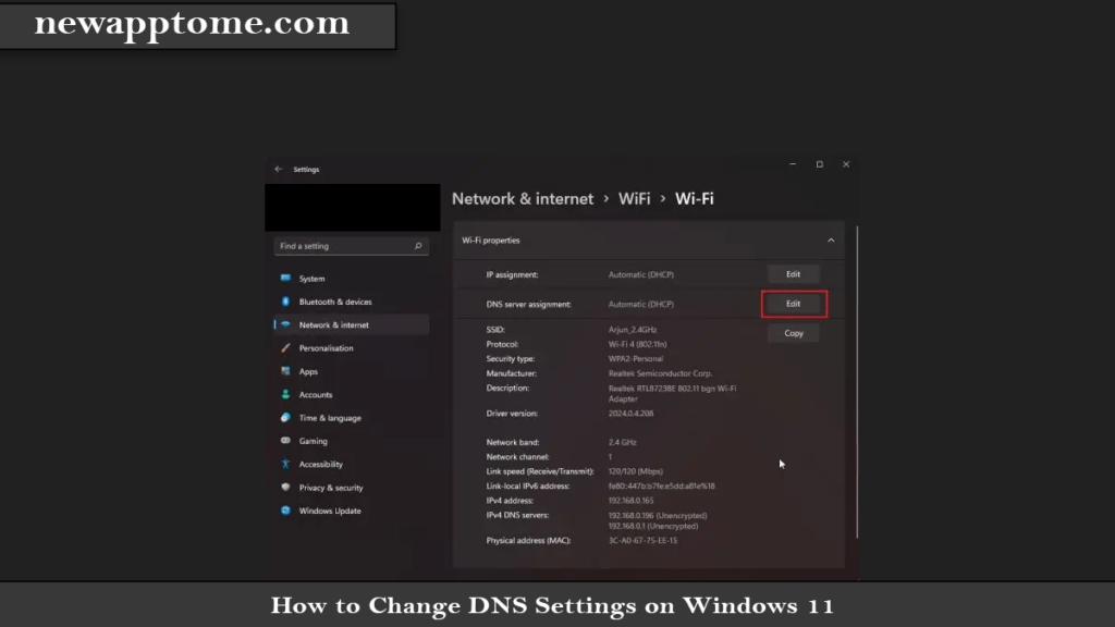 How to Change DNS Settings on Windows 11 Click DNS server assignment