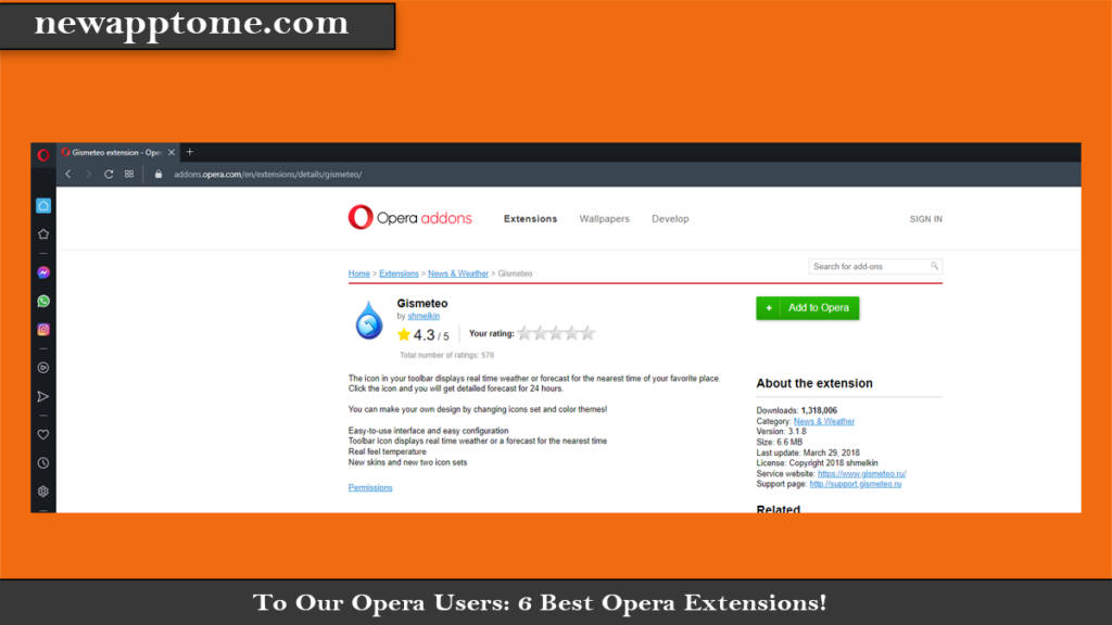 To Our Opera Users: 6 Best Opera Extensions! Gismeteo