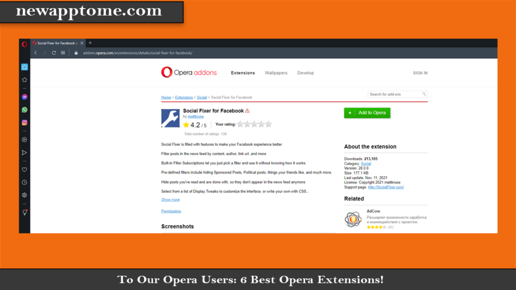 To Our Opera Users: 6 Best Opera Extensions! Social Fixer