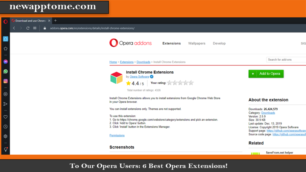 To Our Opera Users: 6 Best Opera Extensions! Install Chrome Extension