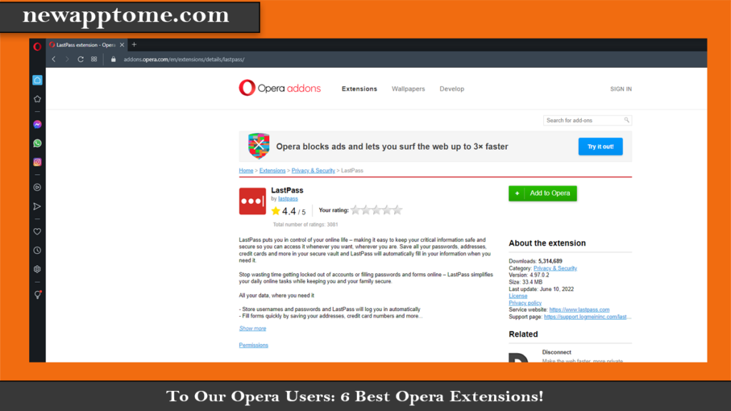 To Our Opera Users: 6 Best Opera Extensions! Last PASS