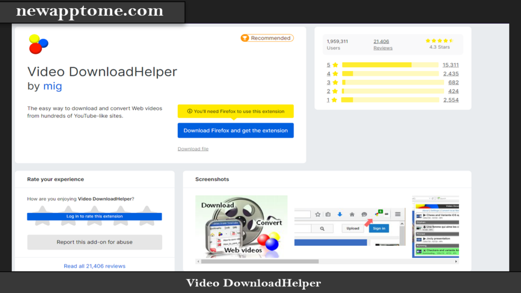 video downloadhelper 1 1