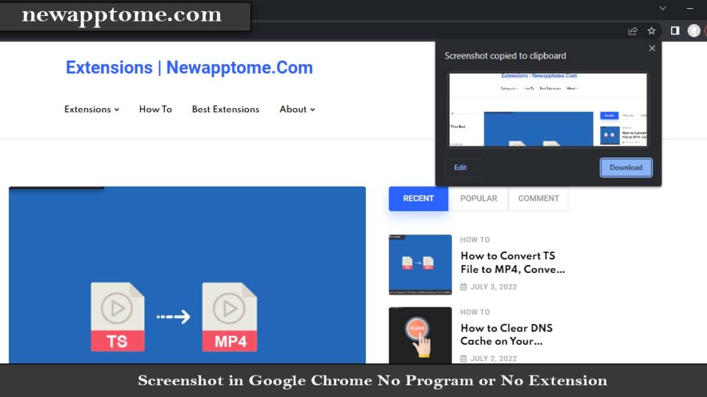 Screenshot in Google Chrome