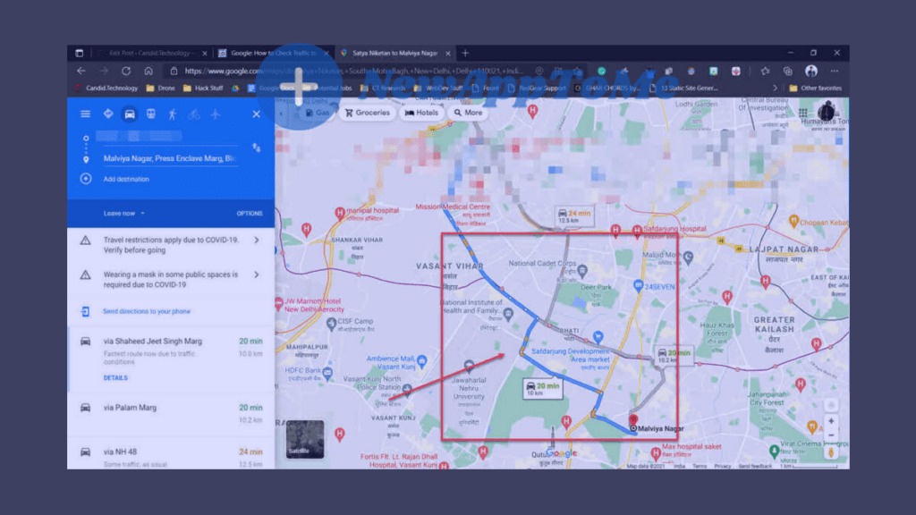 How to check traffic to work Google Maps ? The destination you have specified will be displayed on the screen with 3 different colors
